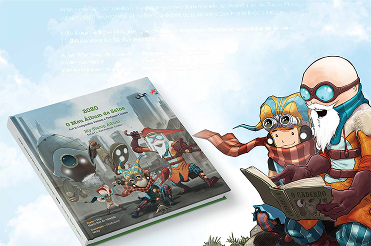 Capa de livro com personagens  futuristas e robóticas, perto de estruturas metálicas e tecnológicas.