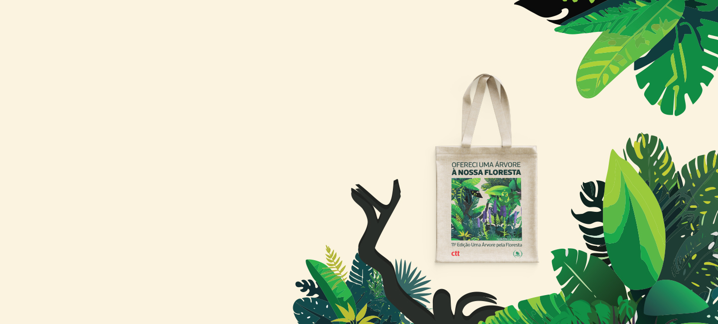 um saco  de pano sobre imagem se floresta