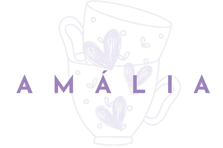 logo de loja de cerâmica com duas chávenas com desenho com coração