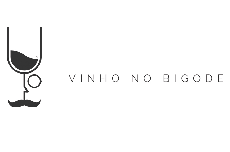 Logo de loja de vinho - com copo de pé alto com um bigode na parte do pé do copo -
