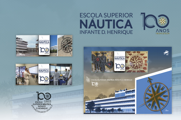 Imagem de selos  100 anos da Escola Náutica Infante D. Henrique