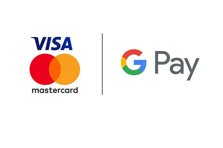 Logótipo do Visa Matercard e Google Pay