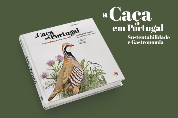 Capa do livro A caça em Portugal, com a imagem de um passáro na própria capa.